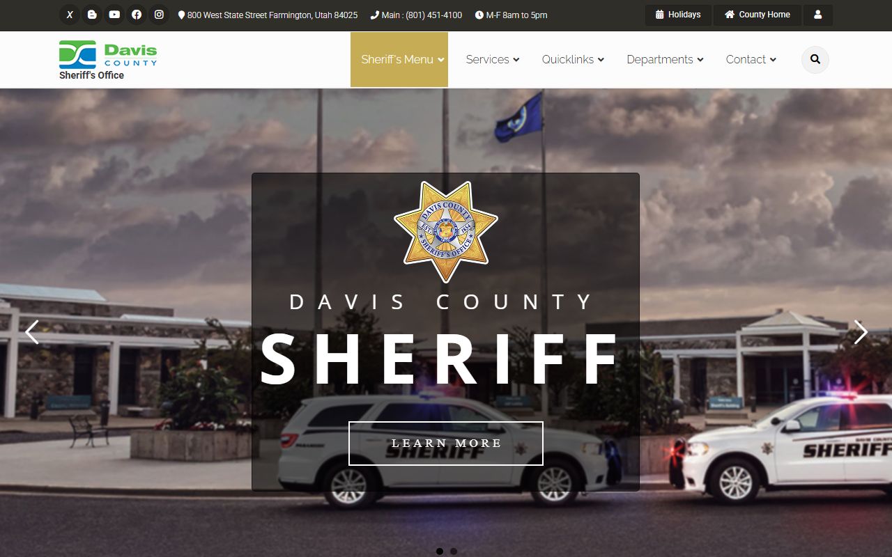 Davis County Sheriff website used for Layton booking reports