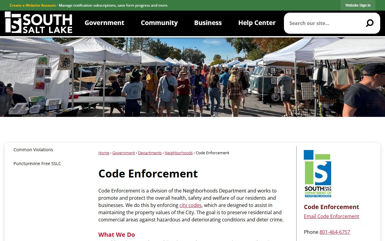 South Salt Lake Police Department website for booking report information