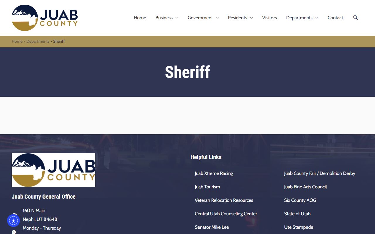 Juab County booking reports through the Sheriff's Office website